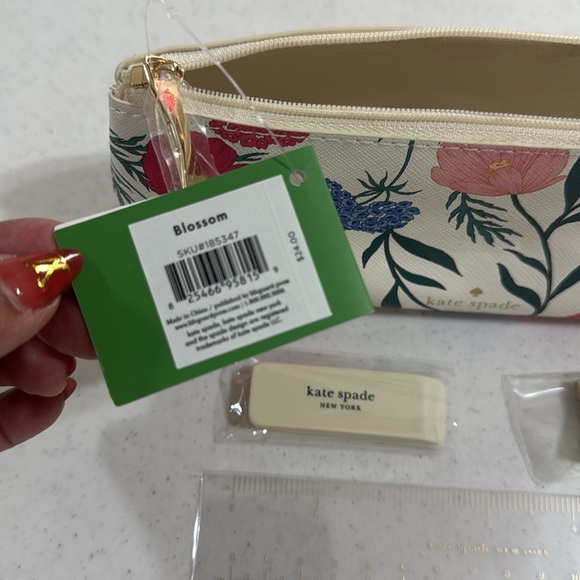Kate Spade Floral Pencil Case with Ruler, Eraser & Sharpener New - Picture 6 of 11